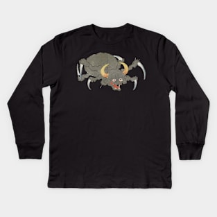 Sea Monster Cow Head Giant Spider Folklore Japanese Yokai Art Kids Long Sleeve T-Shirt